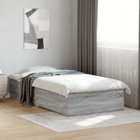 Cama con cajones madera de ingeniería gris Sonoma 75x190