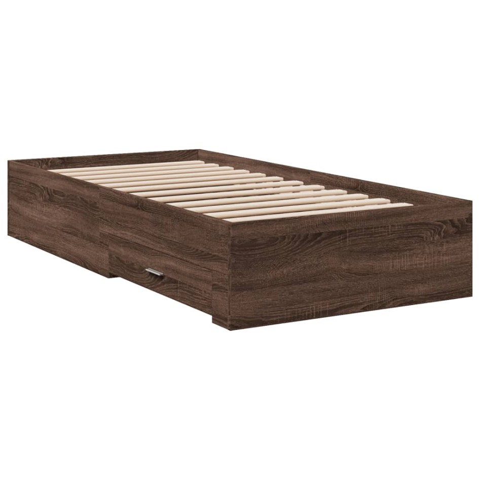 Cama con cajones madera de ingeniería marrón roble 90x200