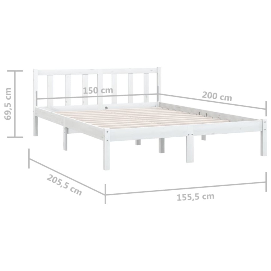 Estructura de cama doble sin colchón madera maciza