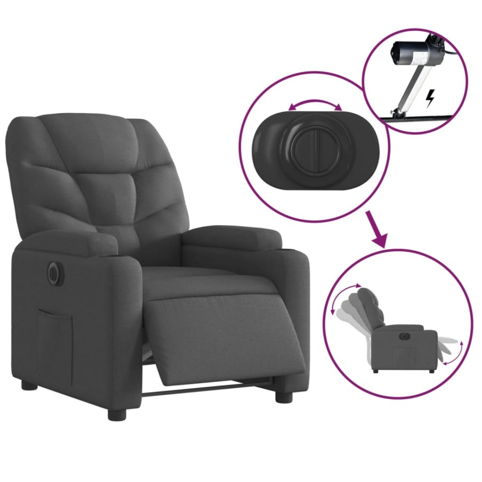 Sillón reclinable eléctrico de tela
