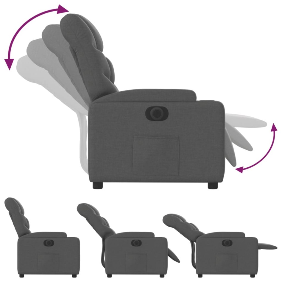 Sillón reclinable eléctrico de tela