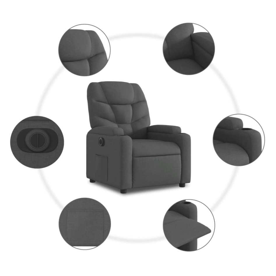 Sillón reclinable eléctrico de tela