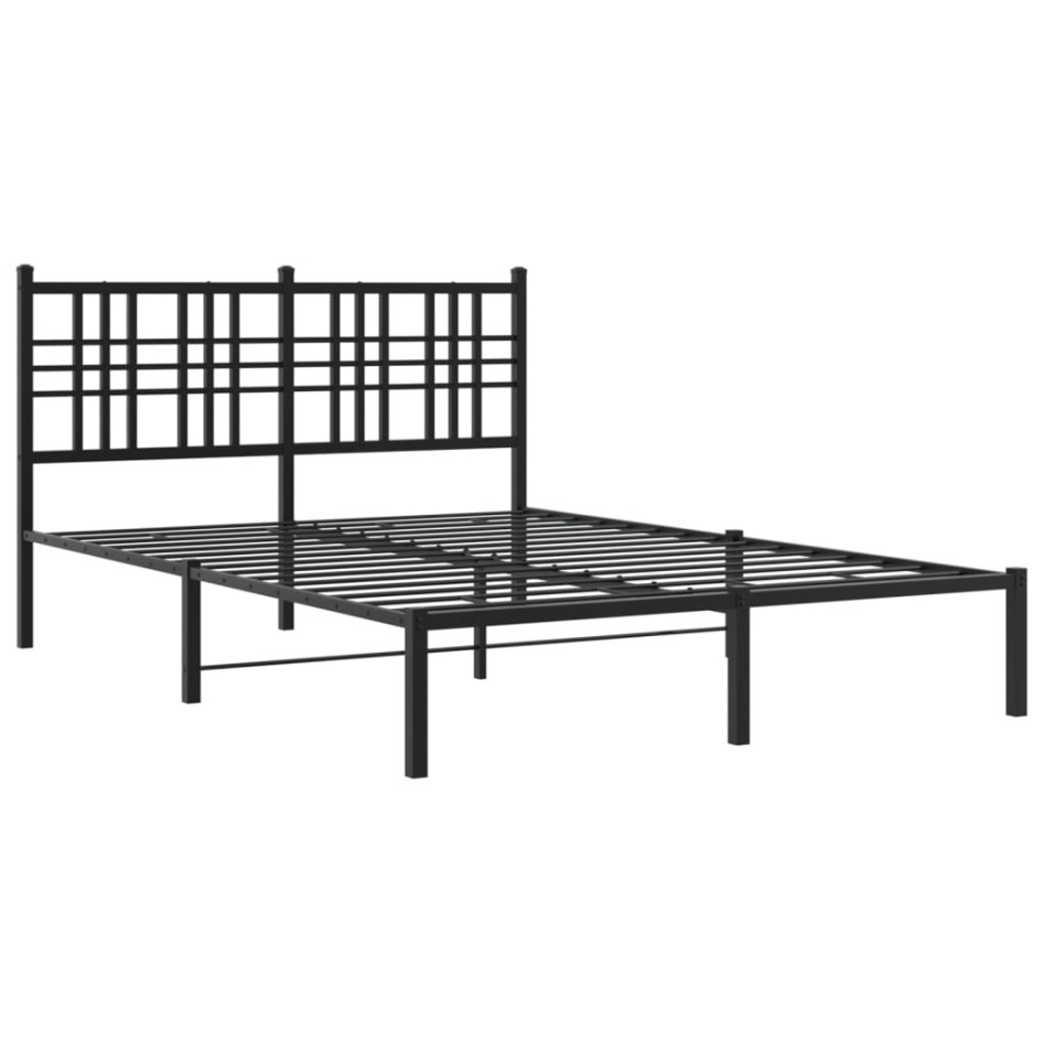 Estructura cama sin colchón con cabecero metal negro 120x190
