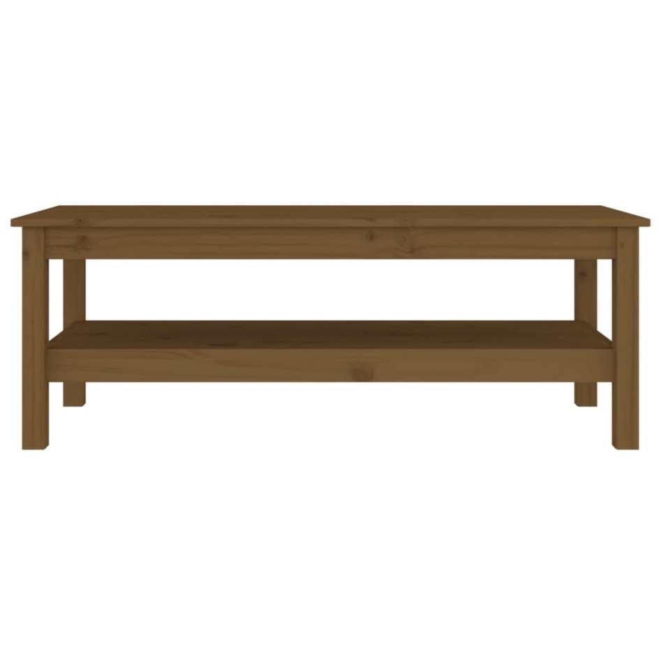 Mesa de centro madera maciza de pino marrón miel 110x50x40