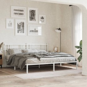 Estructura cama sin colchón con cabecero metal blanco