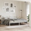 Estructura cama sin colchón con cabecero metal blanco 200x200cm
