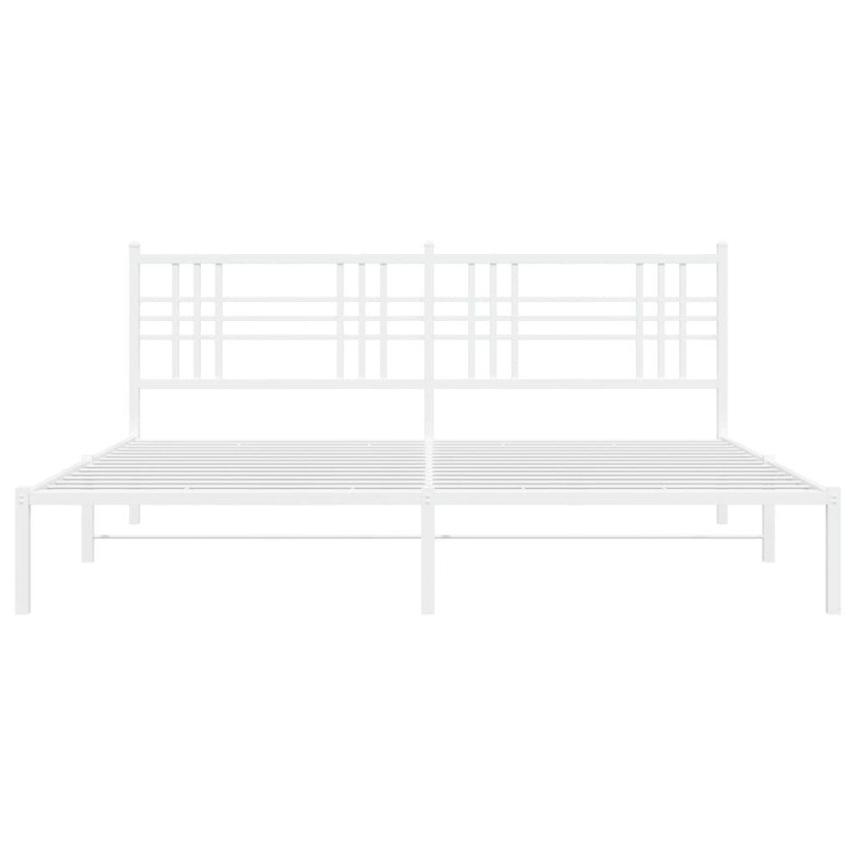 Estructura cama sin colchón con cabecero metal blanco