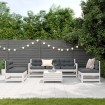 Set muebles jardín 6 pzas con cojines madera maciza pino blanco