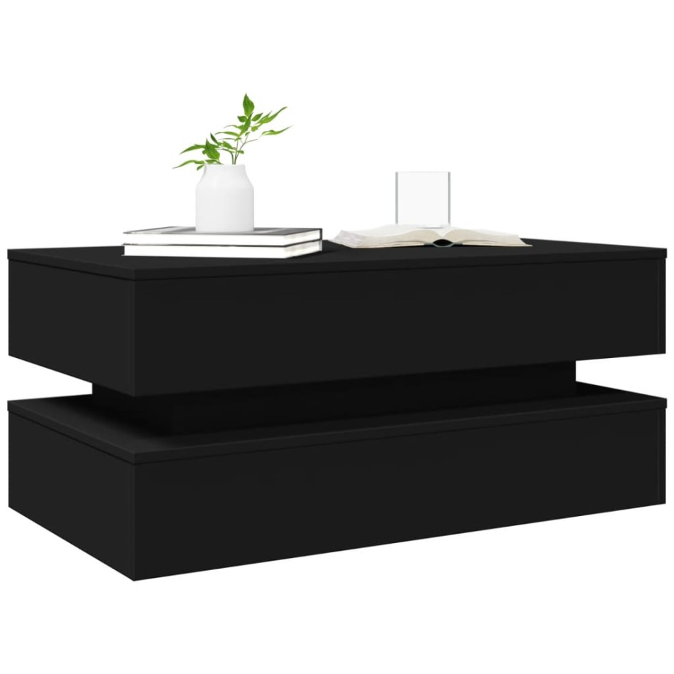 Mesa de centro con luces LED negro 90x50x40