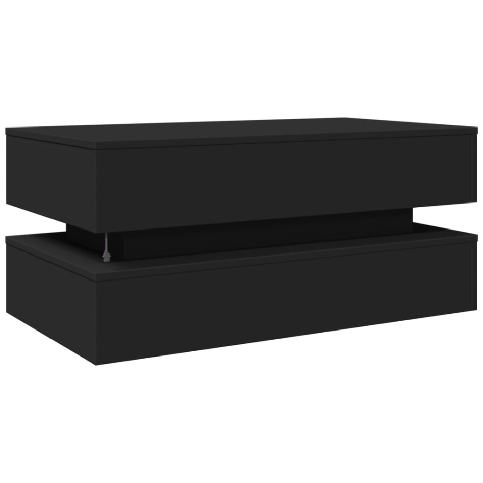Mesa de centro con luces LED negro 90x50x40