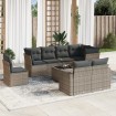 Set de muebles de jardín 9 pzas y cojines ratán sintético gris