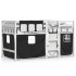 Cama alta niños con cortinas madera pino blanco negro 80x200