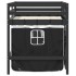 Cama alta niños con cortinas madera pino blanco negro 90x190