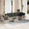 Set de sofás de jardín 7 pzas con cojines ratán PE gris claro