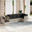 Set de sofás de jardín 6 pzas y cojines ratán sintético gris
