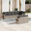 Set de sofás de jardín 8 pzas y cojines ratán sintético gris