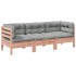 Set de sofás jardín 3 pzas con cojines madera abeto