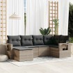 Set de sofás de jardín 6 pzas y cojines ratán sintético gris