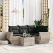 Set de sofás jardín y cojines 5 pzas ratán sintético gris claro