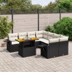 Set de sofás de jardín 8 piezas y cojines ratán sintético negro