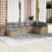 Juego de sofás jardín con cojines beige mezcla 8 pzas ratán PE