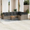 Set de sofás de jardín 10 pzas con cojines ratán sintético gris