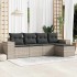 Set de sofás jardín y cojines 5 pzas ratán sintético gris