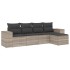 Set de sofás jardín y cojines 5 pzas ratán sintético gris