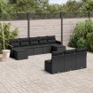 Set de sofás de jardín 10 pzas cojines ratán sintético negro