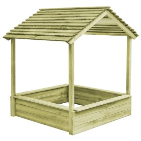 Casa de juegos de jardín con arenero madera pino 123x120x146