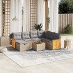 Juego de sofás jardín con cojines beige mezcla 8 pzas ratán PE