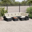 Set de sofás de jardín 10 pzas cojines ratán sintético negro