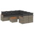 Set de muebles de jardín 9 pzas y cojines ratán sintético