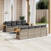 Set de muebles de jardín 9 pzas y cojines ratán sintético gris