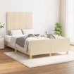 Estructura de cama sin colchón tela crema 120x190 cm