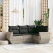 Set de sofás de jardín 4 pzas y cojines ratán sintético gris