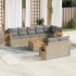 Set de muebles de jardín 9 pzas y cojines ratán sintético