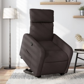 Sillón reclinable elevable tela marrón