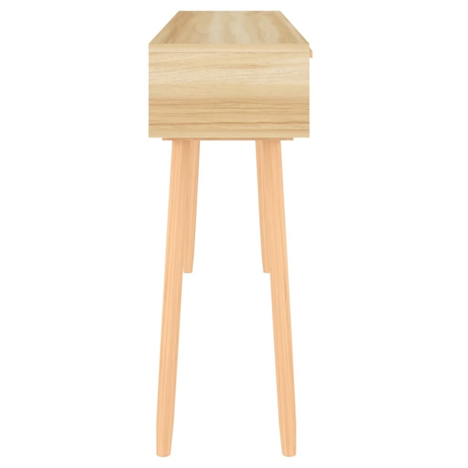 Mesa consola madera pino maciza ratán natural 105x30x75