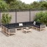 Juego de sofás de jardín 11 pzas madera maciza de