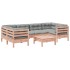 Set de sofás jardín 7 pzas con cojines madera abeto