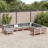 Juego de sofás de jardín 10 pzas madera maciza de abeto