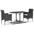 Set de comedor de jardín 3 pzas ratán PE vidrio templado