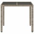 Mesa de jardín superficie de vidrio ratán PE gris 90x90x75