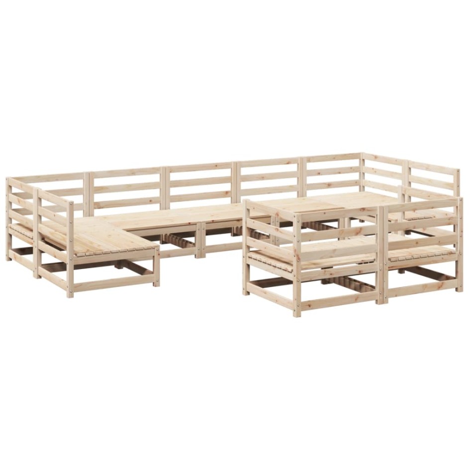Juego de sofás de jardín 9 pzas madera maciza de