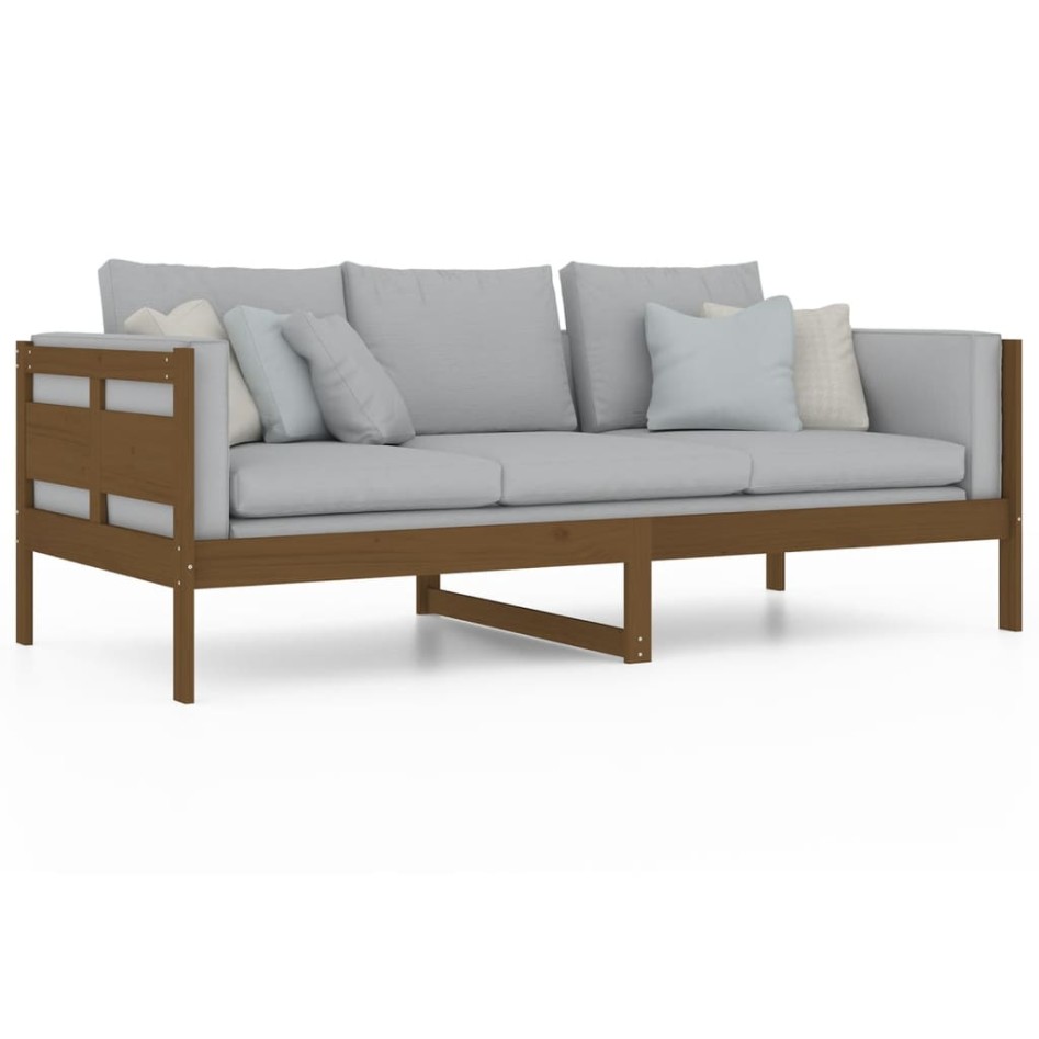 Sofá cama madera maciza de pino marrón miel 90x200