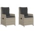 Sillones reclinables de jardín 2 uds ratán sintético gris