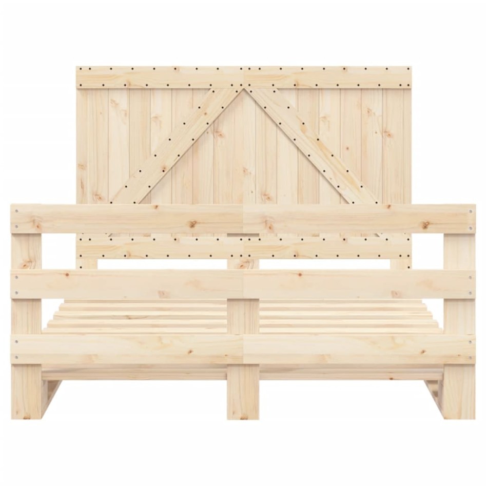 Estructura de cama con cabecero madera maciza pino 140x200