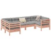 Set de sofás jardín 6 pzas con cojines madera abeto Douglas