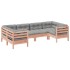 Set de sofás jardín 6 pzas con cojines madera abeto